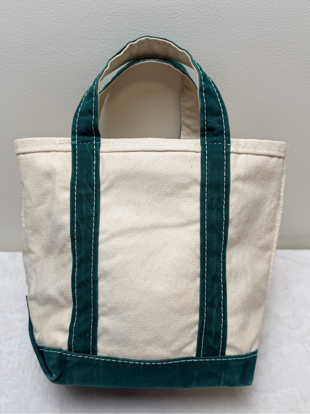 Vintage L.L.Bean Mini Boat and Tote Bag Green Canvas 80s New England Heritage